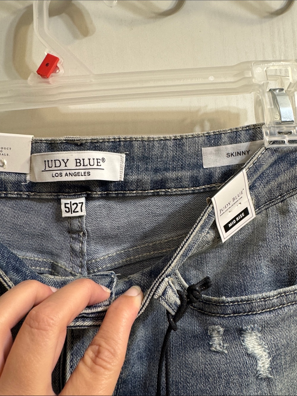 Judy Blue Light Blue Distressed Skinny Jeans - Picture 2 of 6